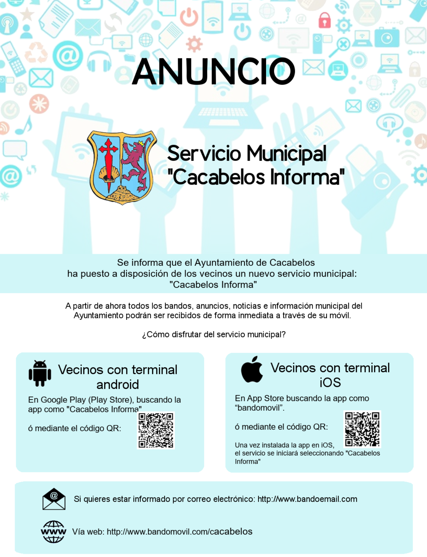 Nuevo servicio de alertas en el móvil "Cacabelos Informa" 2020