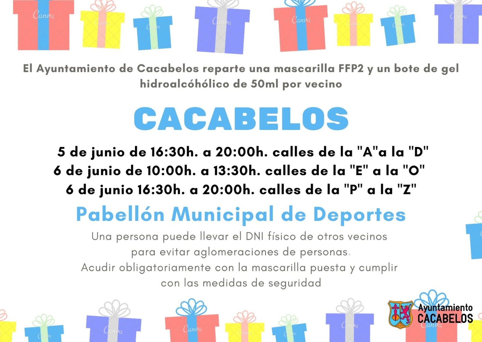 Reparto gratuito de mascarillas FFP-2 y gel higienizante en todo el municipio 1