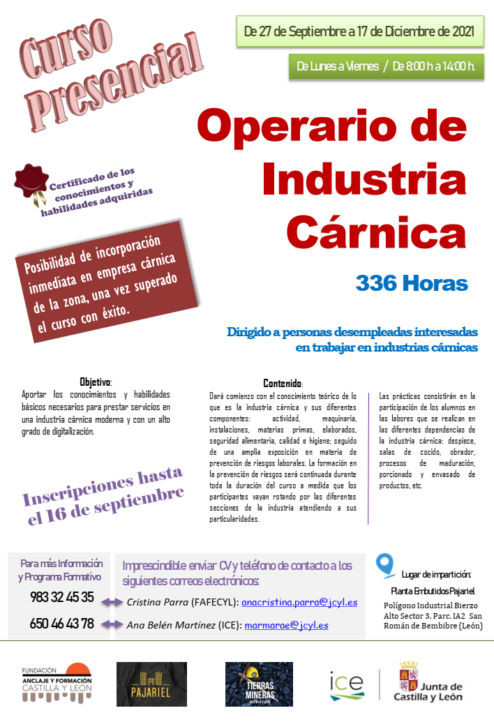 Curso operario industria cárnica 2021